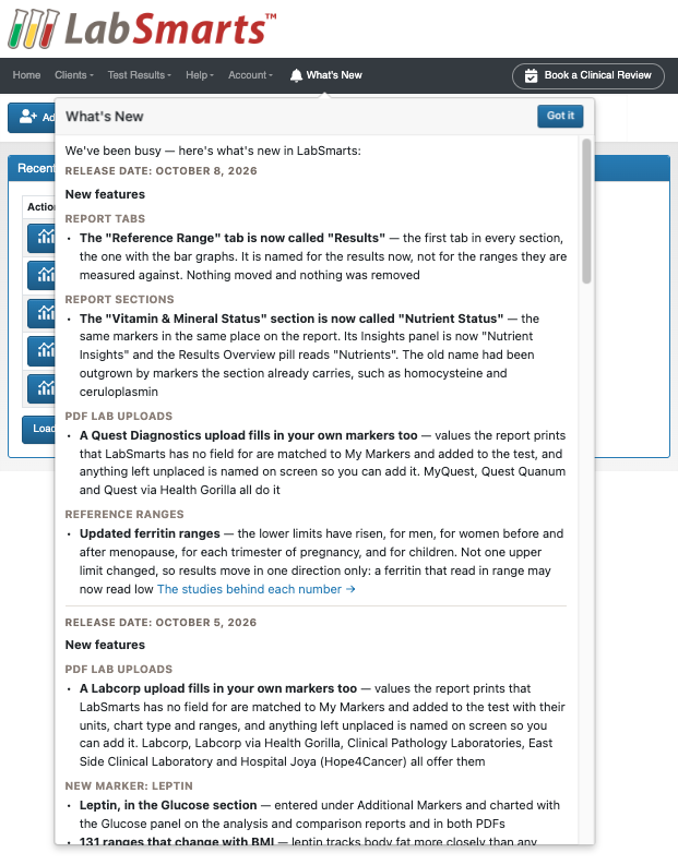 LabSmarts Fall 2026 software updates